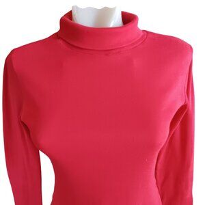 Vintage Women's Small Mock Neck Single Stitch JCPenney Fashions Red Long Sleeve